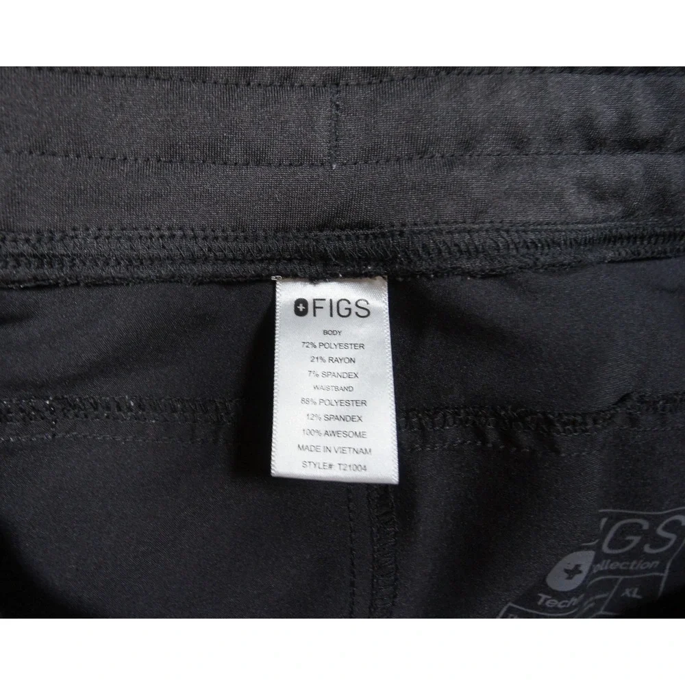 Figs Pants Mens XL Black Scrub Technical Cargo Drawstring Straight Leg Nurse